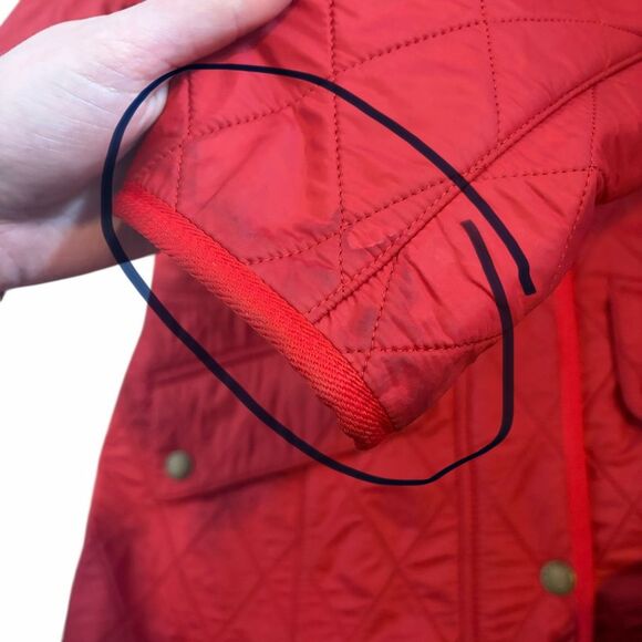 Barbour Jacket Cavalary Polarquilt Red Womens 8 *Flaws* - Picture 10 of 13